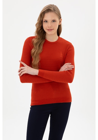 U.S. Polo Assn. Kadın Kiremit Bisiklet Yaka Basic Kazak 50307763-VR031