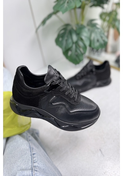 Günlük Erkek Ayakkabı Hakiki Deri Bağcıklı Yüksek Taban Süet Ve Desen Detay Bilek Destek Sneaker 720 Siyah Günlük Erkek Ayakkabı Hakiki Deri Bağcıklı Yüksek Taban Süet Ve Desen Detay Bilek Destek Sneaker 720 Siyah