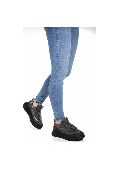 Meyoushoes Spor Yüksek Taban Yürüyüşayakkabısı Siyah - Koyu Gri 37