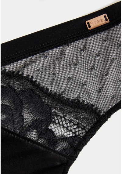 Marks & Spencer Dantel Detaylı İpek Brazilian Külot T81006470A Siyah