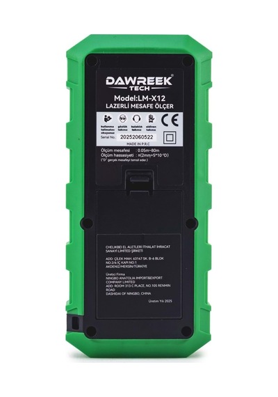 Dawreek Mesafe Ölçer H01 Green 80 Metre Dijital El Tipi Mesafe Ölçüm Cihazı