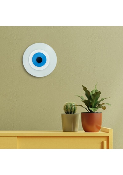 Minimalist Beyaz Nazar Boncuğu El Yapımı Ahşap Büyük Nazarlık 15