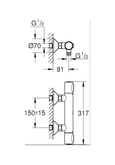 Grohe Grohtherm 500 Termostatik Duş Bataryası - 347932430 Siyah
