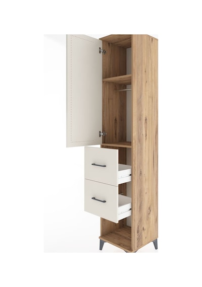Hyperion Dolap 2 Raflı 2 Çekmeceli Tek Askılı 44x44x221 Çam-a... Çam