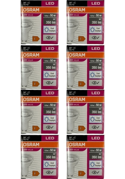 Osram Par16 4.5w 50w 6500k Beyaz Işık Gu10 Duylu Led Spot 8 Adet