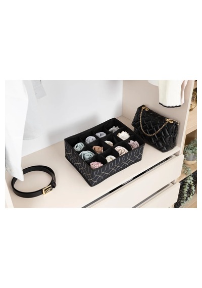 12 Gözlü Çekmece Düzenleyici Petek Ve Cepli Organizer 35x25x12 Q Siyah