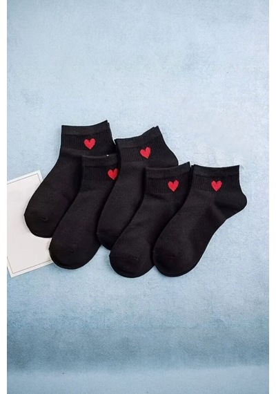Hitit Socks Kadın 5 Çift Pamuklu Günlük Kullanım İçin Kalp Desenli Kısa Patik Bilek Çorabı Çok Renk Siyah Beyaz Hitit Socks Kadın 5 Çift Pamuklu Günlük Kullanım İçin Kalp Desenli Kısa Patik Bilek Çorabı Çok Renk Siyah Beyaz