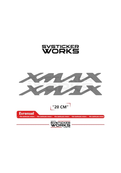 Yamaha Xmax Uyumlu Yazı Sticker Yüksek Kalite Özel Kesim Folyo 2'li Set Gri