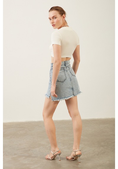 Park Karon Kadın Beyaz Polo Yaka Basic Crop Body BEYAZ