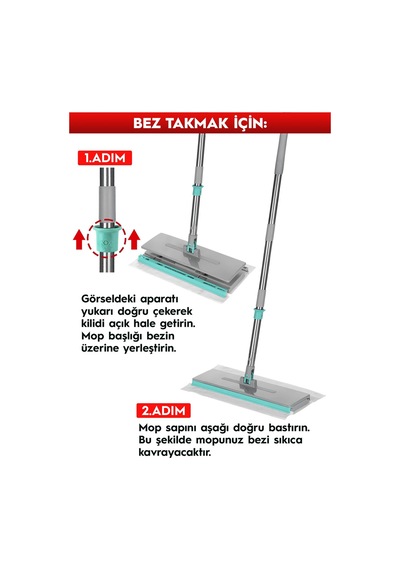 Smarter Xl Şip Şak Ekstra Geniş Mop Otomatik El Değmeden Tüm Bezlerle Uyumlu Temizlik Seti Paspas