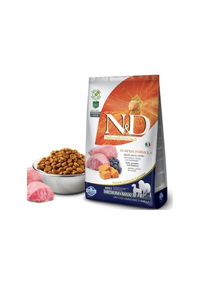 N&D Adult Bal Kabaklı Kuzu Etli ve Yaban Mersinli Tahılsız Orta ve Büyük Irk Yetişkin Köpek Maması 12 KG