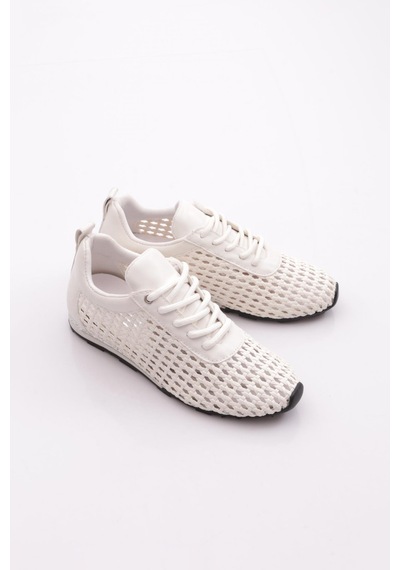 Dgn B0030 Kadin Delikli Casual Ayakkabi Beyaz