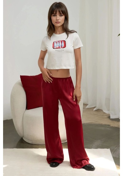 Hiccup Baskı Detaylı Regular Fit Bisiklet Yakalı %100 Pamuklu Crop T-shirt Buz Mavi