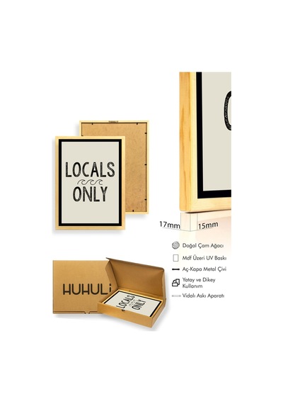 Doğal Ahşap Çerçeveli Yazı Desenli Tablo - Minimal Huhu1073