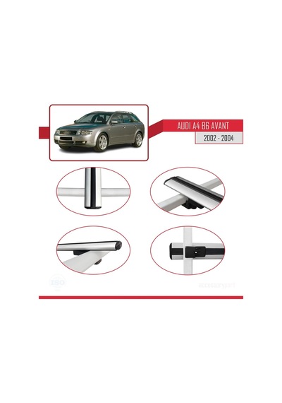 Audi A4 B6 Avant 2002-2004 Arası İle Uyumlu Basic Model Ara Atkı Tavan Barı Gri 3 Adet