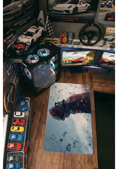 Red Bull Yarış Pilotu 40x90 Cm Oyuncu Mousepad Kaymaz Taban Büyük Boy Siyah