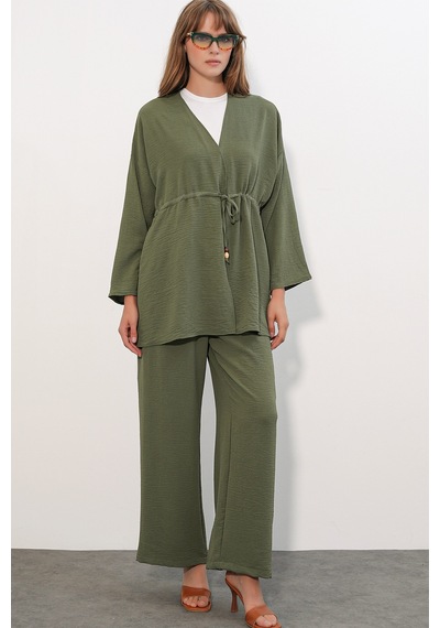 Bigdart Kadın Ayrobin Kimono Pantolon İkili Takım 30101 - Haki