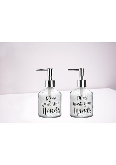 Ayrex Banyo Seti Cam Sıvı Sabunluk 2 Adet,yazılı Model 300ml 7,6x15,5cm Diğer