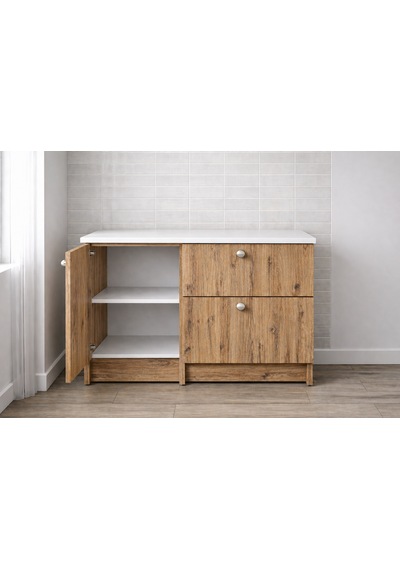 Saka Alt Modül-çok Amaçlı Dolap -100 Cm -1 Kapaklı-2 Çekmeceli-laminat Beyaz Tezgah Dahil Atlantik Çam Saka Alt Modül-çok Amaçlı Dolap -100 Cm -1 Kapaklı-2 Çekmeceli-laminat Beyaz Tezgah Dahil Atlantik Çam
