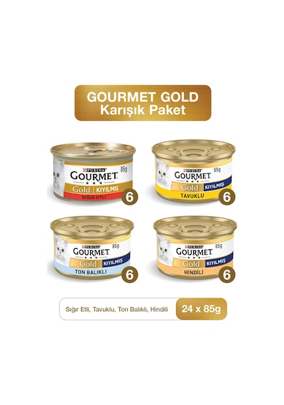 Gourmet Gold Karışık Kıyılmış Konserve Yetişkin Kedi Yaş Maması 24 X 85 G