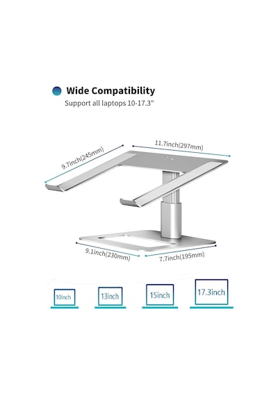 Masa İçin Ayarlanabilir Dizüstü Bilgisayar Standı Asansörlü Laptop Standı 10-17.3 İnç Yükseklik Ayarlı Sehpa Macbook