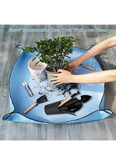 Çiçek Saksı Toprağı Aktarımı İçin Su Geçirmez Ped 50x50 Cm 1 Adet Mavi