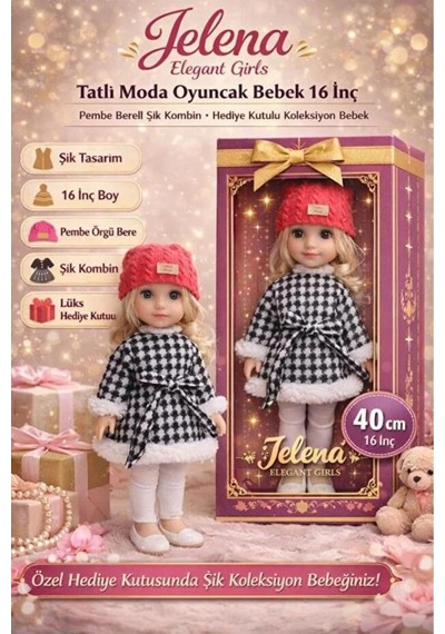 Ctoy Oyuncak Jelena Tatlı Moda Oyuncak Bebek 40 Cm