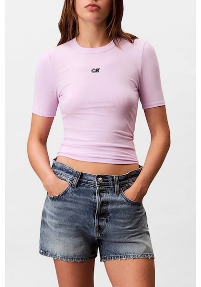 Calvin Klein Jeans Kadın Modal Fitilli Mor T-shirt Lv044c901g-xef Mor