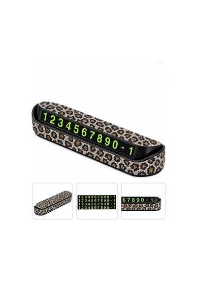 Kristal Taşlı Açık Leopar Taş Kaplı Numaratör Araç İçi Numaralık Gümüş Kristal Taşlı 5