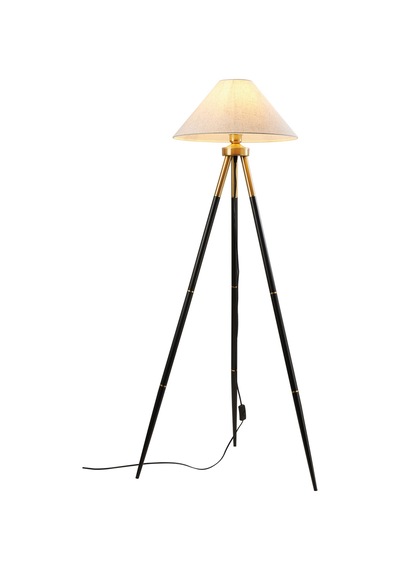 Cosby Siyah-eskitme Kaplamalı Tripod Metal 3 Ayaklı Lambader Krem