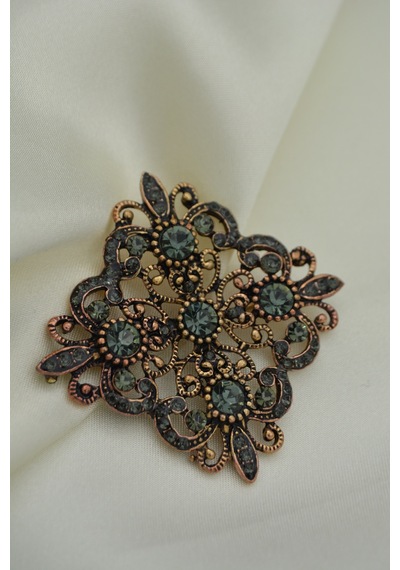 Stoneage Antrasit Broş Madeni Bronz