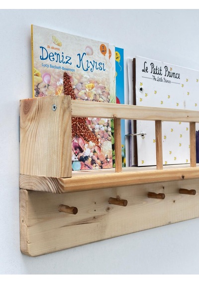Masif Ahşap Montessori Yaklaşımlı İkili Kitaplık Ahşap