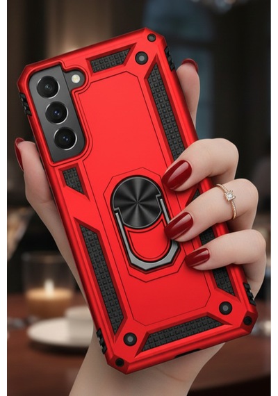 Samsung Uyumlu Galaxy S22 Plus Kılıf Yüzüklü Stand Olabilen Magnetic Tpu Tank Kapak