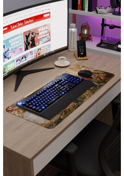 Ortaçağ Sanat Kaymaz Dikişli Kauçuk Oyuncu Mousepad V2 - 70x30 Xl Gaming Mouse Pad Fare Altlığı