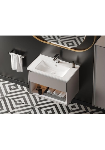 Turkuaz Cerastyle Arte Plus Etajerli Lavabo 75 45 Cm Beyaz