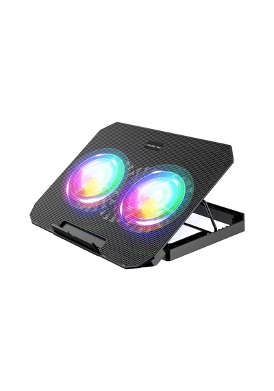 Store Rgb Renkli Çift Fanlı 12 17 2xusb'li Telefon Tutuculu 6 Kademe Yükseklik Ayarlı Macbook Notebook Laptop Standı N33