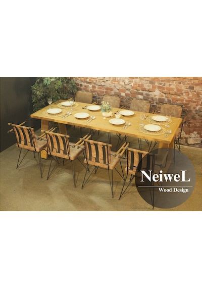 Neiwel Aries Doğal Ahşap Yemek Masası-100-200 Açık Ceviz