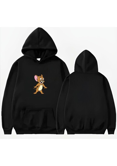 Startmore Jery Basklı Kapüşonlu Sweatshirt Siyah