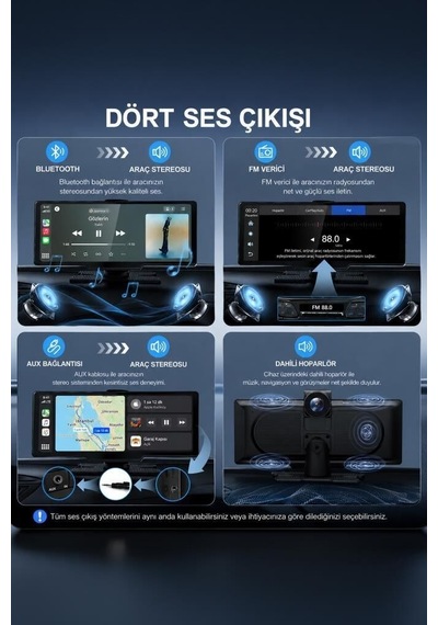 Sesli Komut Akıllı Ekran Seyir Cihazı Araç Kamerası Ön Arka Wifi Bluetooth 4k Carplay T94c41