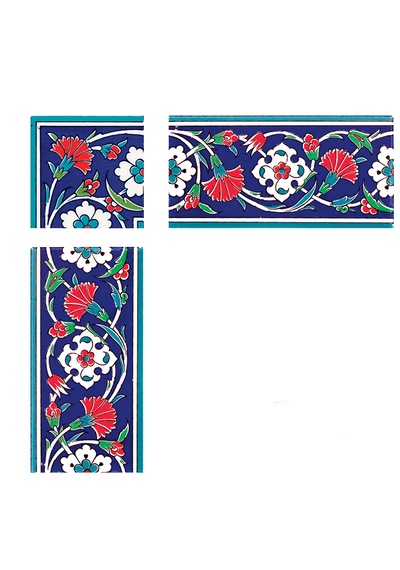 Armada Çini 10x10 Cm Ksk 43 Karanfil Desenli Çini Bordür Köşesi