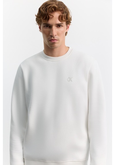 Avva Erkek Beyaz Bisiklet Yaka 3 İplik Şardonlu -5 Dereceye Dayanıklı Regular Fit Sweatshirt A62y1291