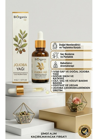 Life Saf Jojoba Yağı 20 Ml %100 Doğal Soğuk Sıkım, Cilt Ve Saç Nemlendirici Bakım Diğer