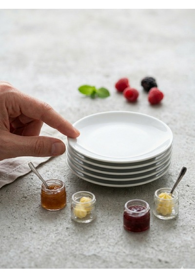 Gürallar 15 Cm Extra Küçük Porselen Kahvaltı Çerez Tatlı Tabağı 6 Adet Beyaz