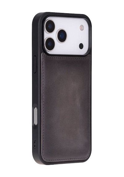 Bloomcase Magic Wallet Ash Gray Apple Uyumlu iPhone 17 Pro 6.3" Hakiki Deri Çıkarılabilir Cüzdanlı Telefon Kılıfı Gri
