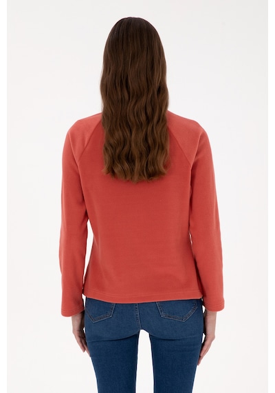 U.S. Polo Assn. Kadın Kiremit Fermuarlı Dik Yaka Polar Sweatshirt 50316714-VR026