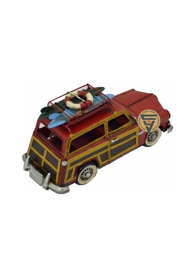 Dekoratif Nostaljik Metal Land Rover Rustik Otomobil Kırmızı