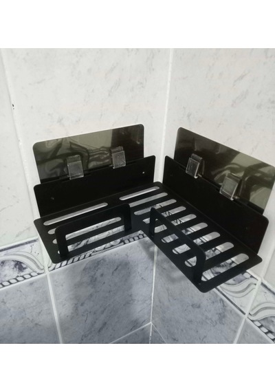 Kitaro Köşe Şampuanlık Rafı Mat Siyah Çok Renkli