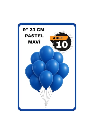 Pastel Balon 9 İnc 23 Cm Helyum Uyumlu 10 Adet Doğum Günü Kutlama Parti Süs Malzemesi Mavi