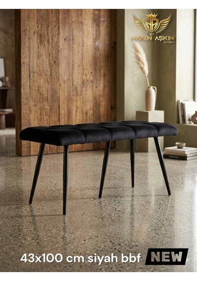 By Hakan Aşkın Stella 43x100 Cm Puf&bench Yatak Önü - Antre - Salon - Oturma Odası Siyah Stl01