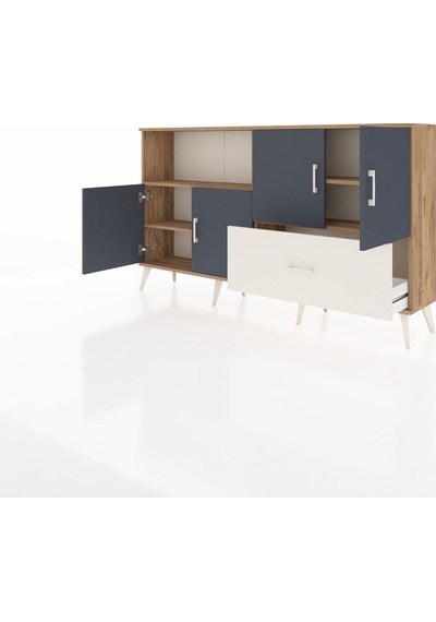Arges Konsol 4 Raflı Tek Çekmeceli 4 Kapaklı 176x30x99 Çam-antras Çam-antrasit/aytaşı Arges Konsol 4 Raflı Tek Çekmeceli 4 Kapaklı 176x30x99 Çam-antras Çam-antrasit/aytaşı
